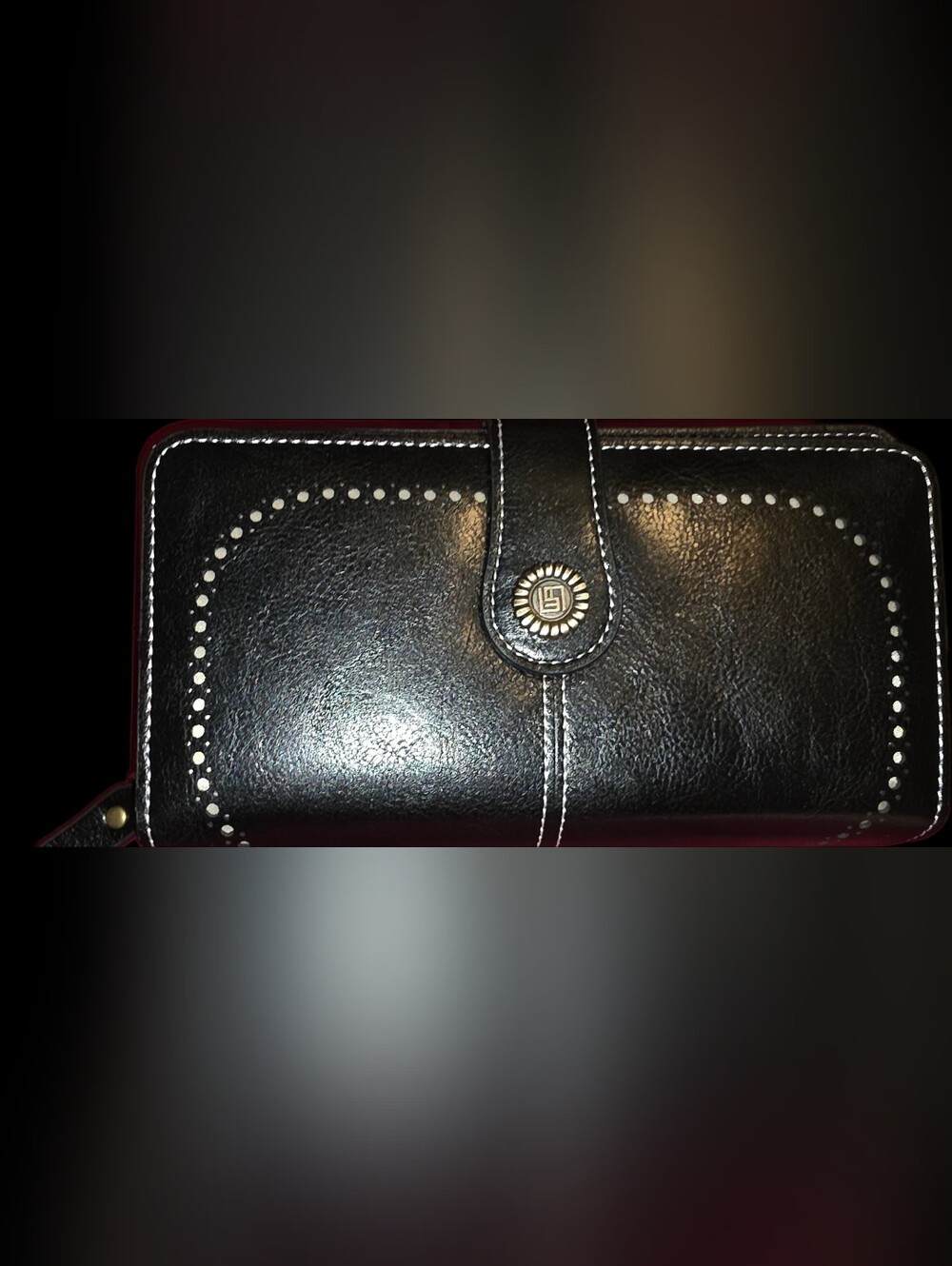 Black Wallet with Contrast Stitching